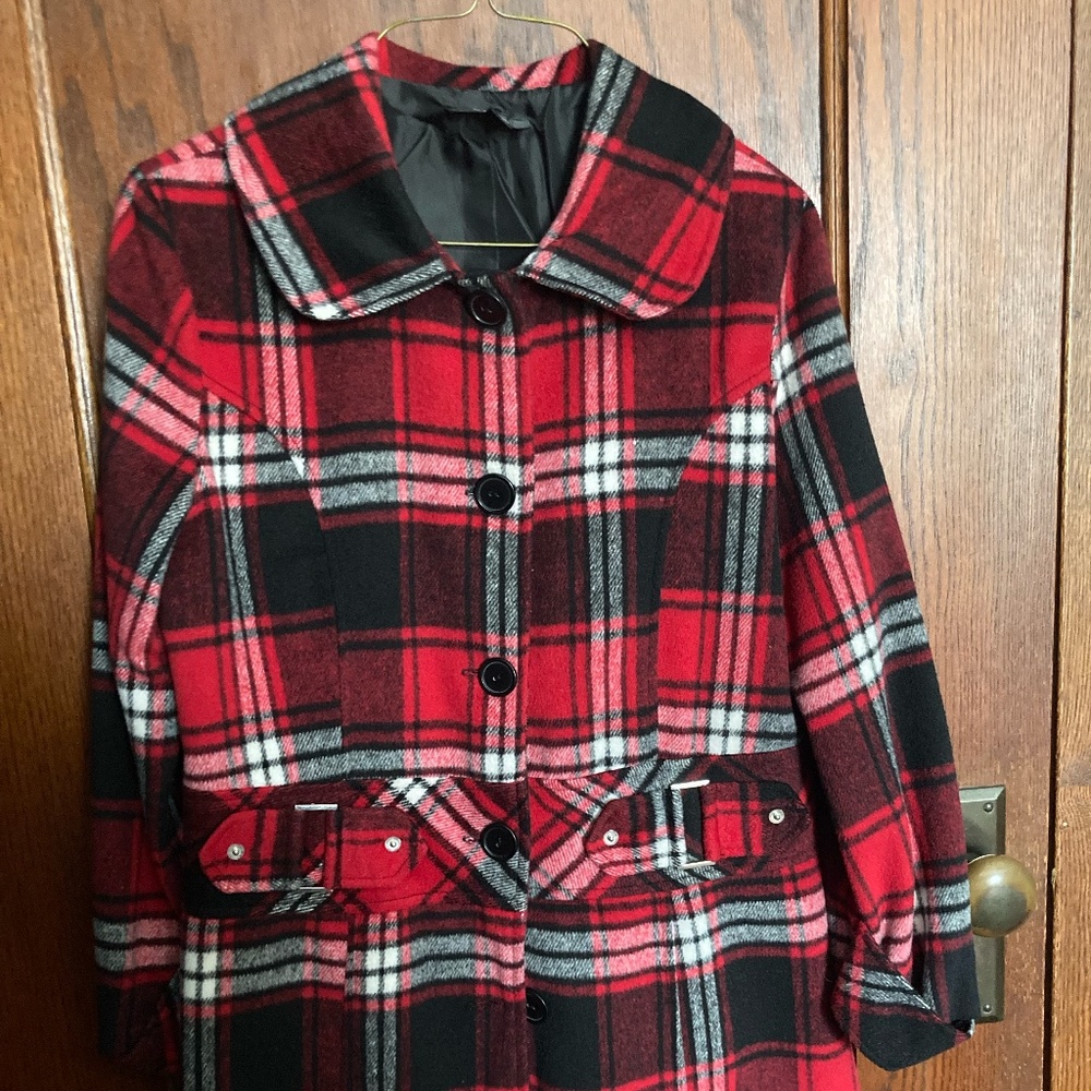 BCX Wool Blend Plaid Coat - Girls Size L